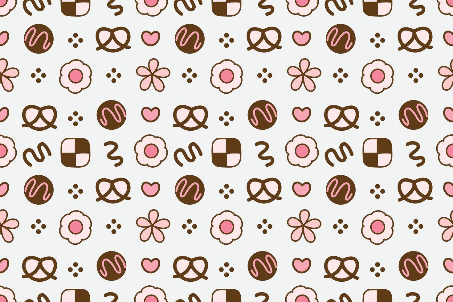 Biscuit snack with flower cute shapes seamless repeat pattern vector