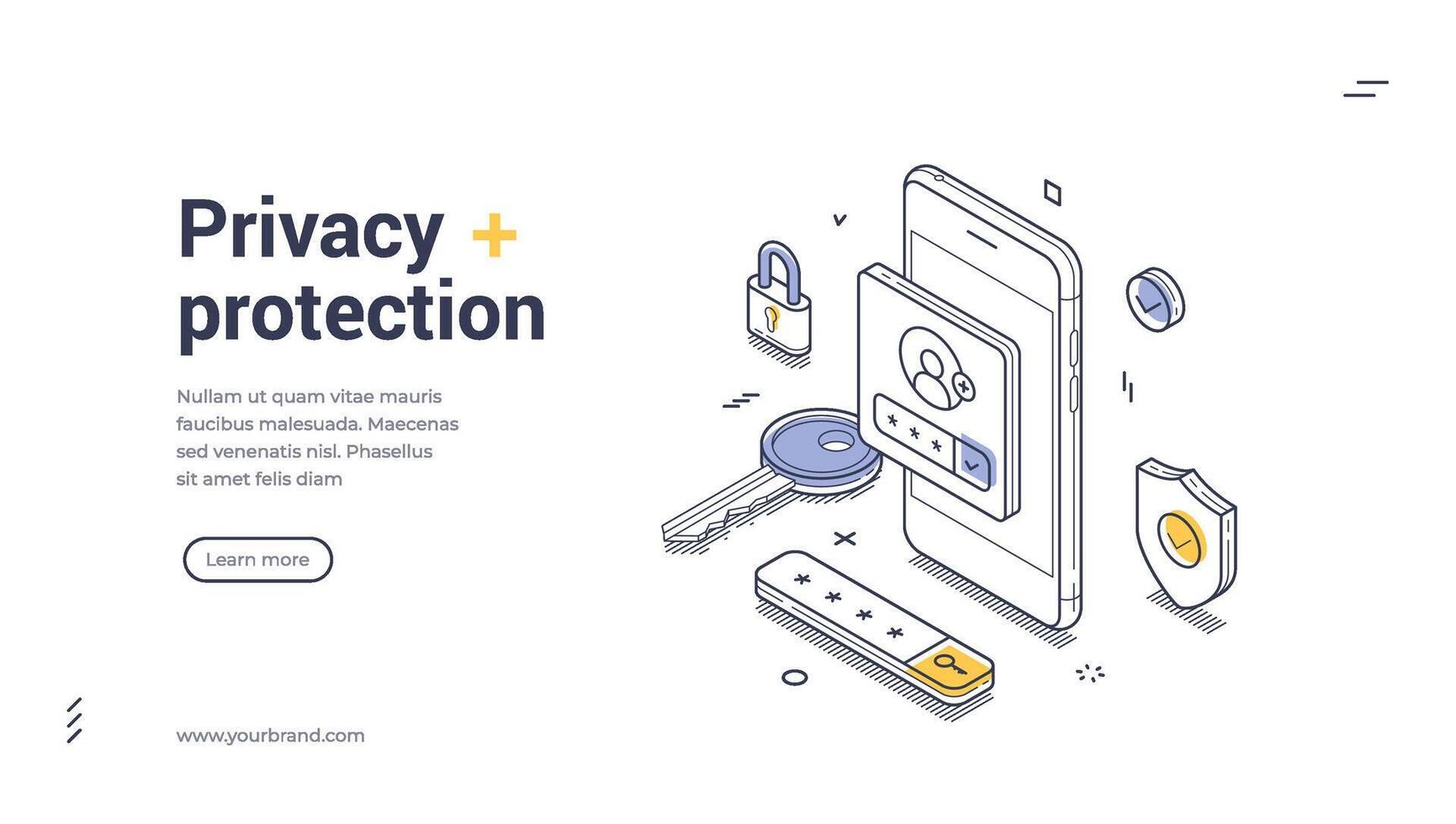 Digital security features with a smartphone, key, depicting user authentication vector