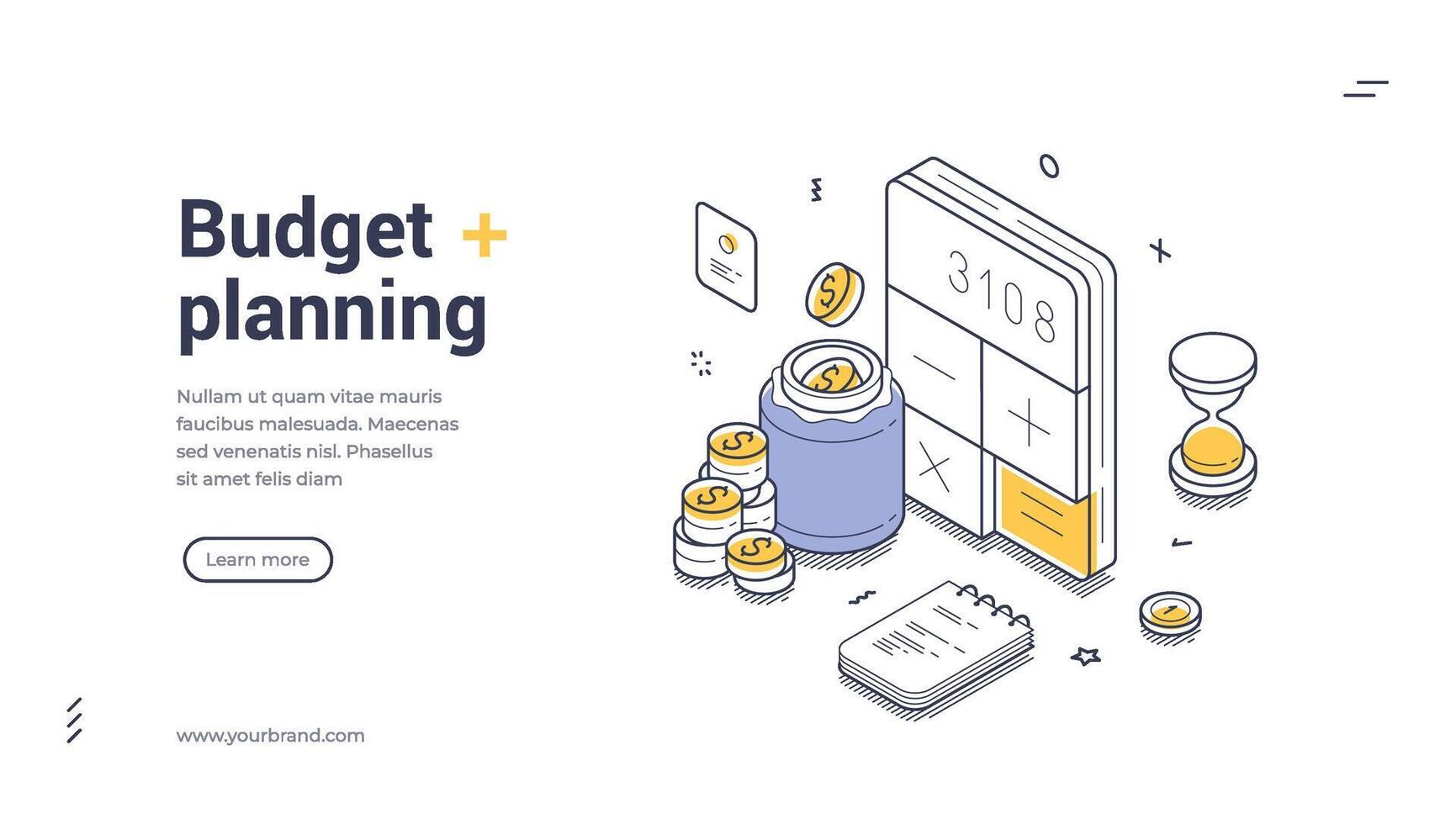 Financial management tools and concepts for effective budgeting and saving modern isometric liner art web banner vector