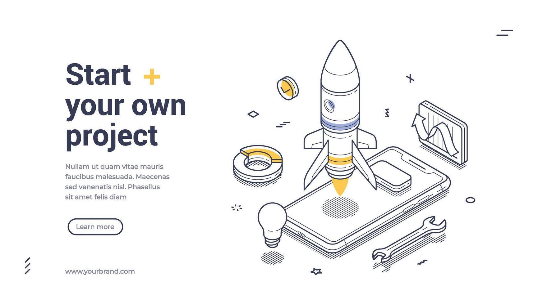 Launch and develop innovative projects with effective web banner design vector