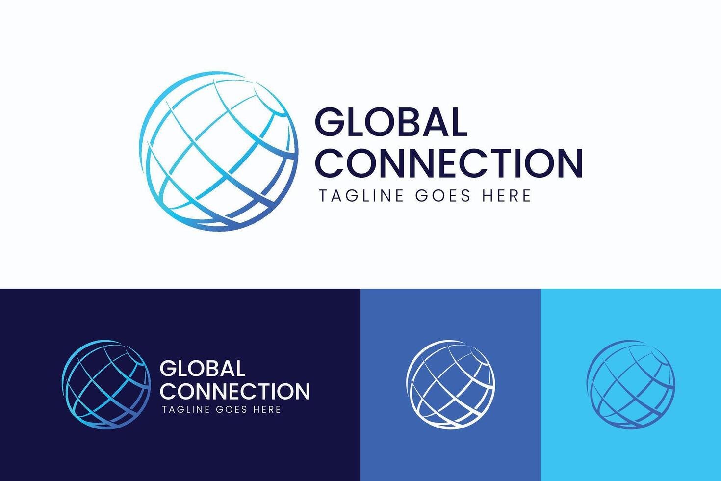 Modern Global Connection Logo Featuring a Blue Geometric Globe Design vector
