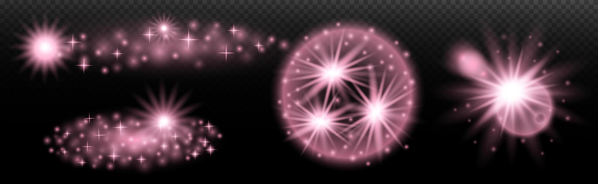 pink sparkles on a black background vector