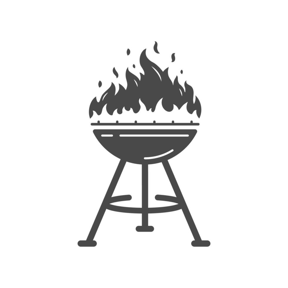 Barbeque Grill and Fire isolated on white background vector
