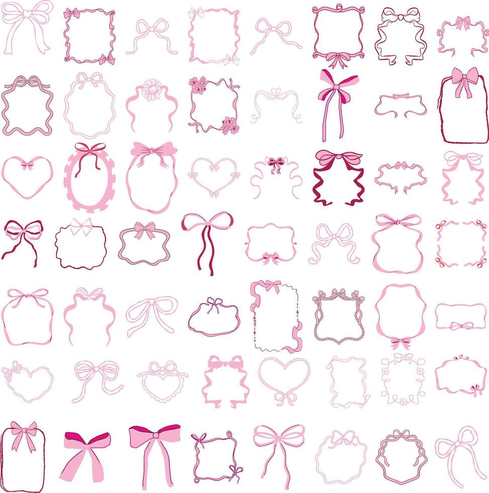 Elegant Coquette Bows and Vintage Ribbon Clipart for Scrapbooking, Invitations, Cards, and Crafts vector