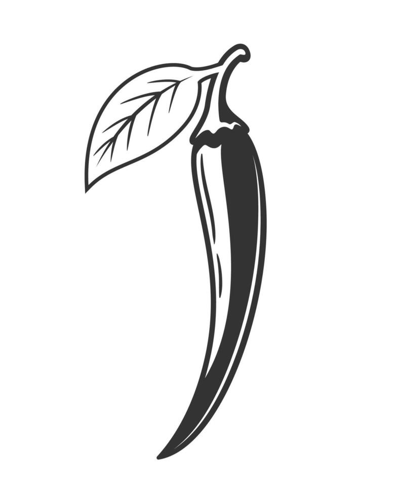 Chili pepper silhouette icon isolated on white background vector