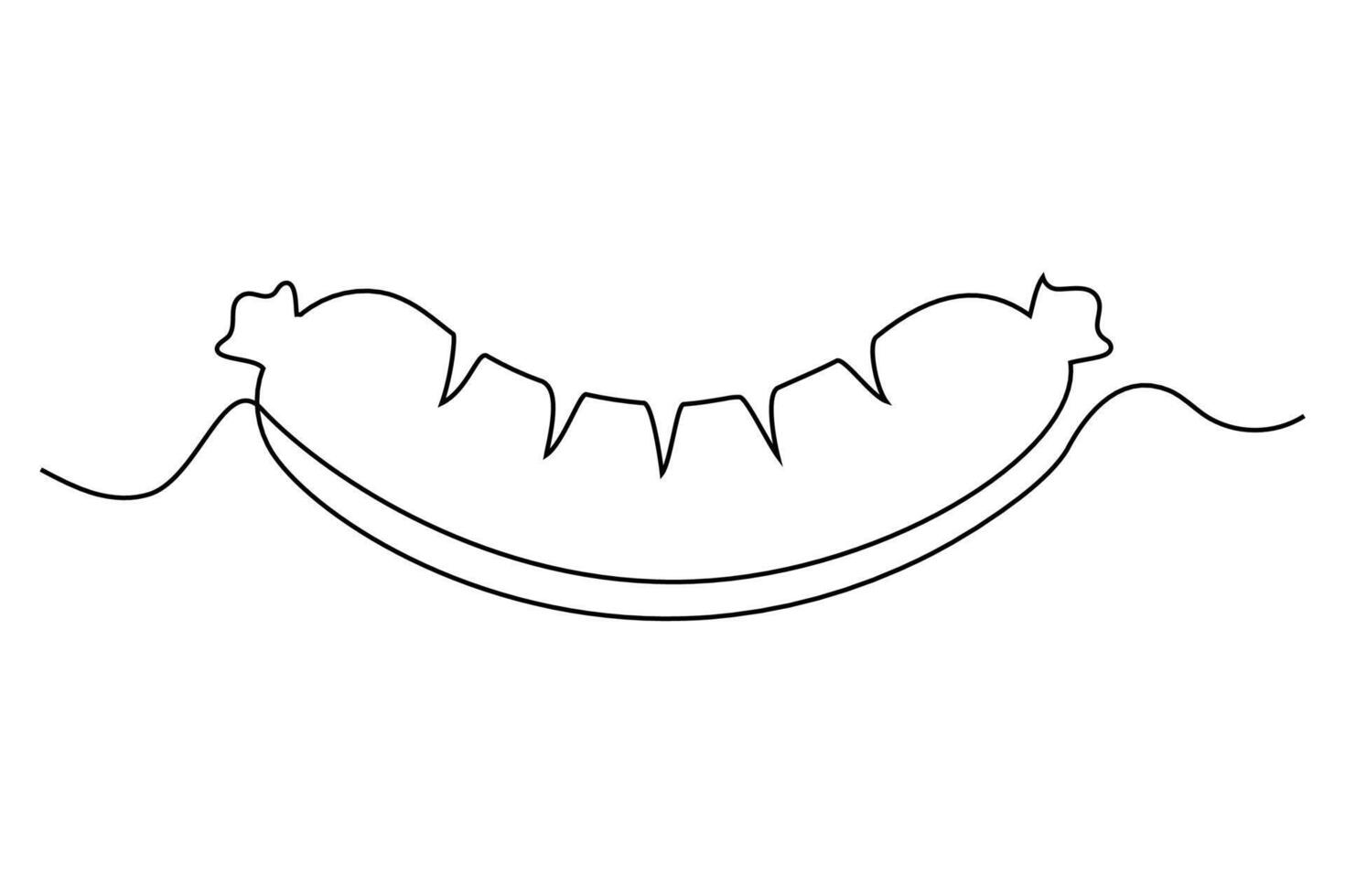 Continuous line drawing bbq sausage vector