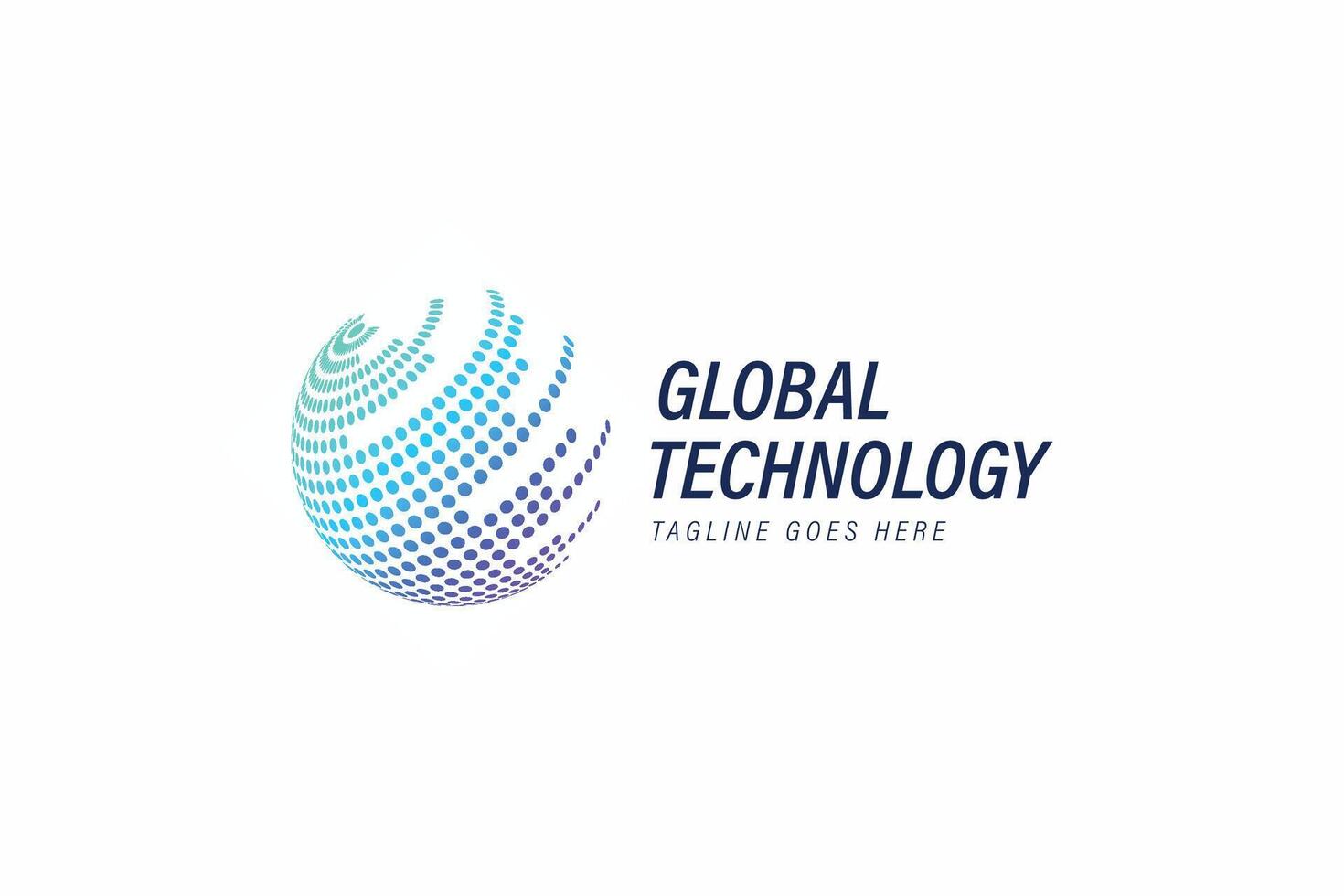 Modern and Futuristic Global Technology Logo with Abstract Digital Globe Design vector