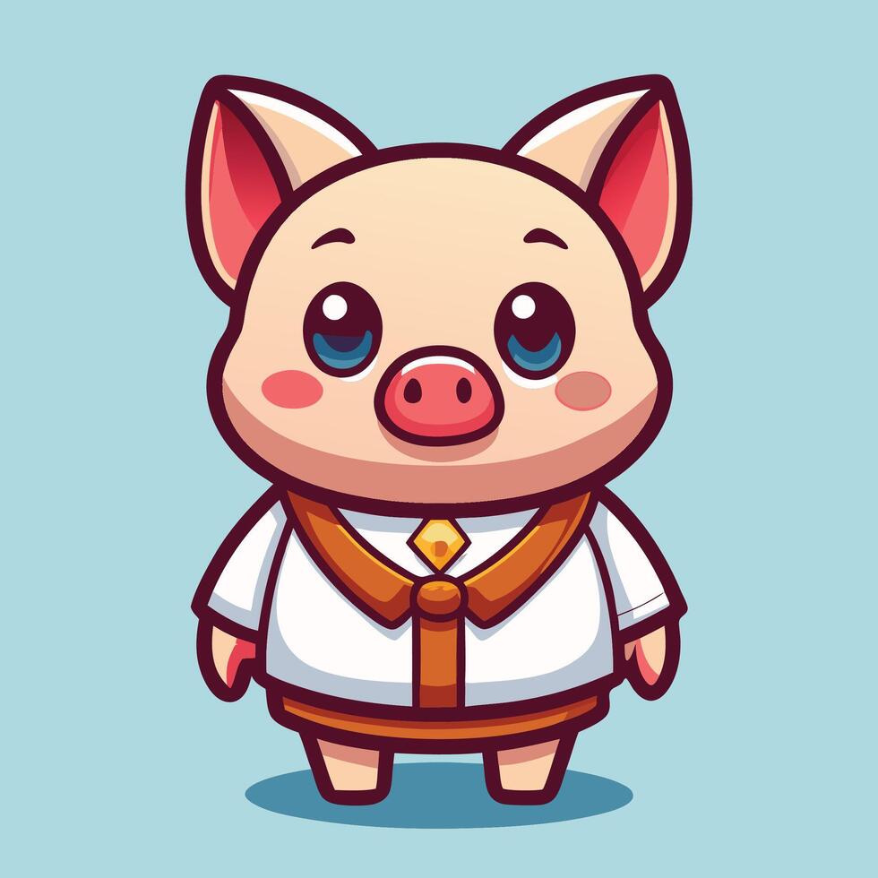 a cartoon pig wearing tie and shirt vector