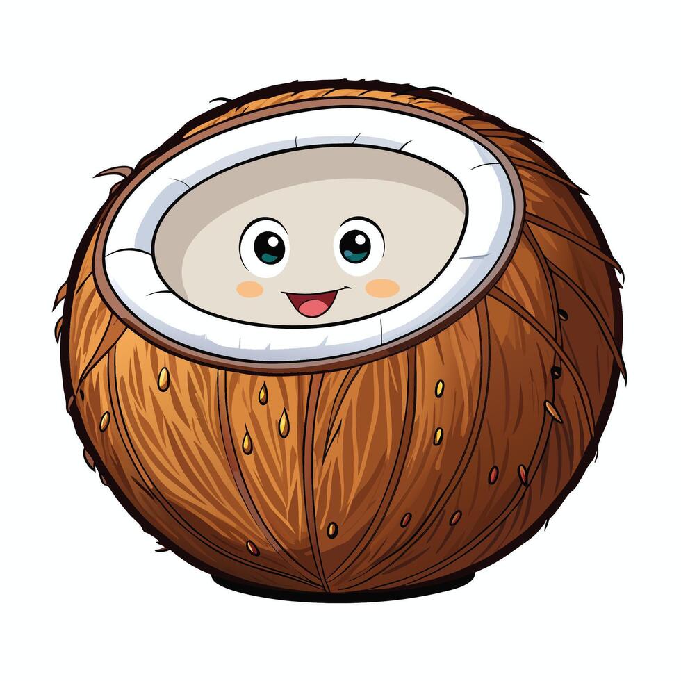 coconut cartoon character illustration vector