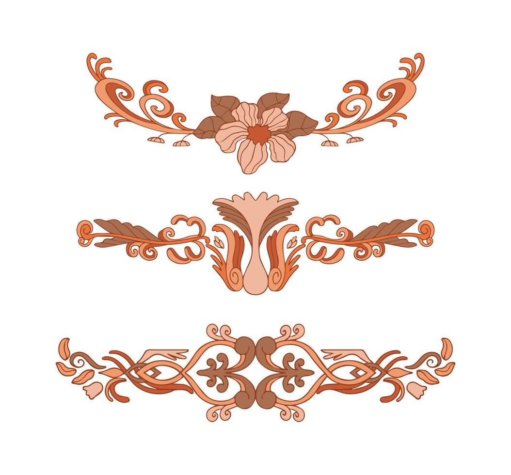 set art nouveau frame and borders ornament vector