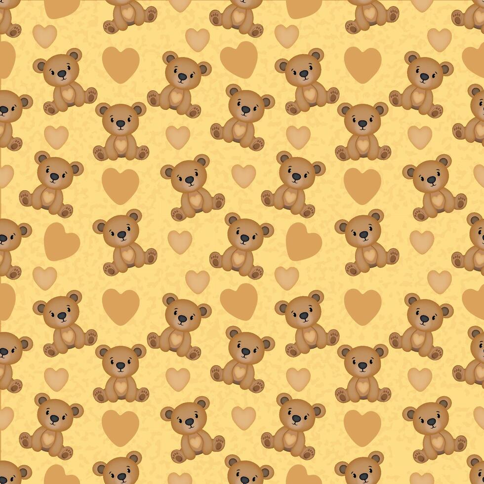 A seamless pattern with adorable teddy bears and hearts, perfect for a cozy, sweet theme. vector