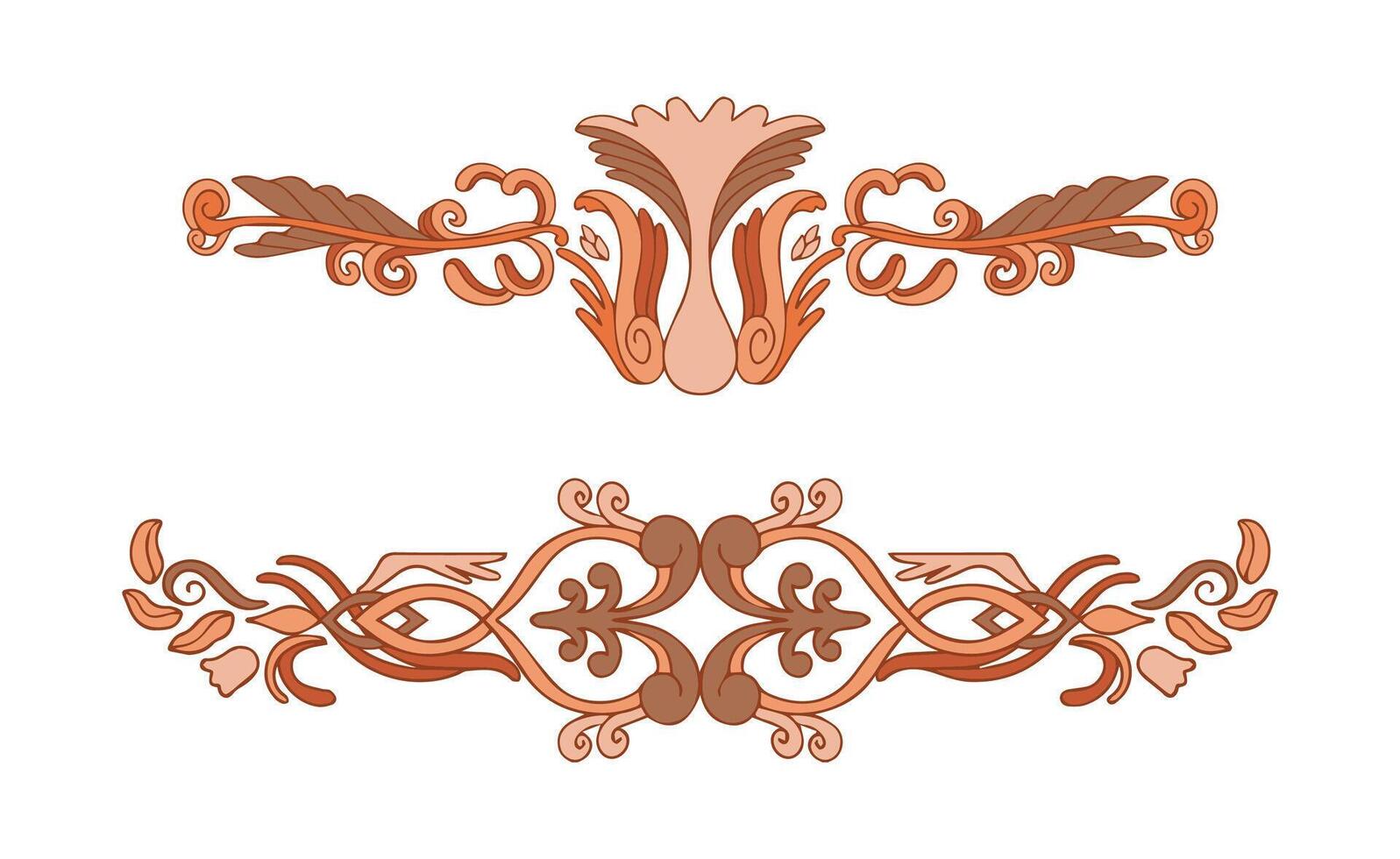 Hand drawn art nouveau frame and borders ornament on white background vector