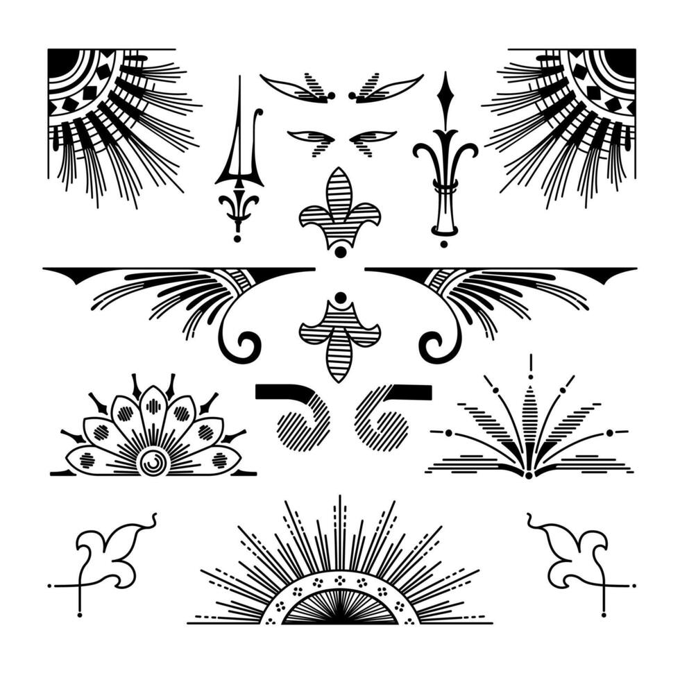 Hand drawn retro ornaments vector