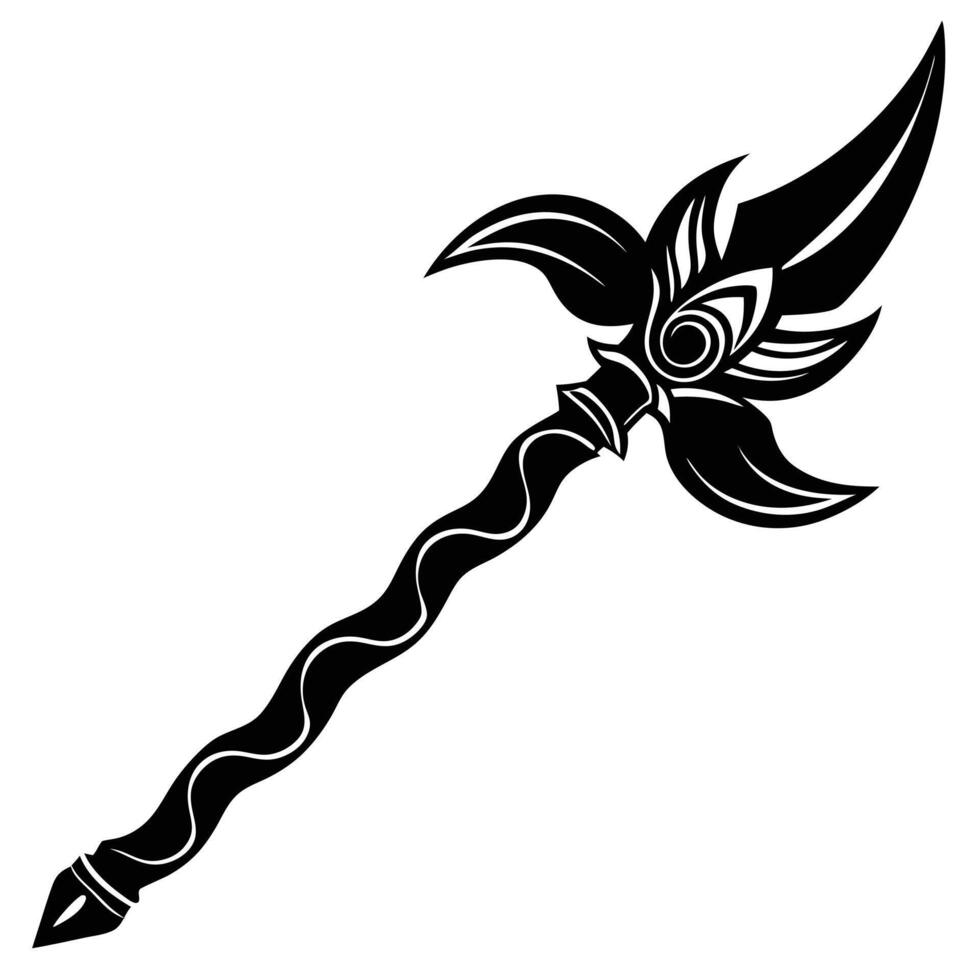 A black and white drawing of a sword vector