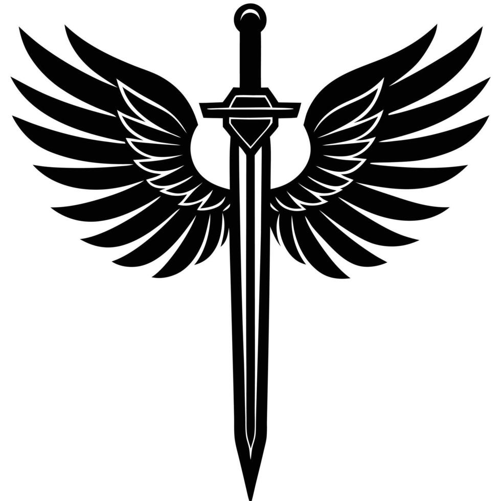 Sword with wings vector