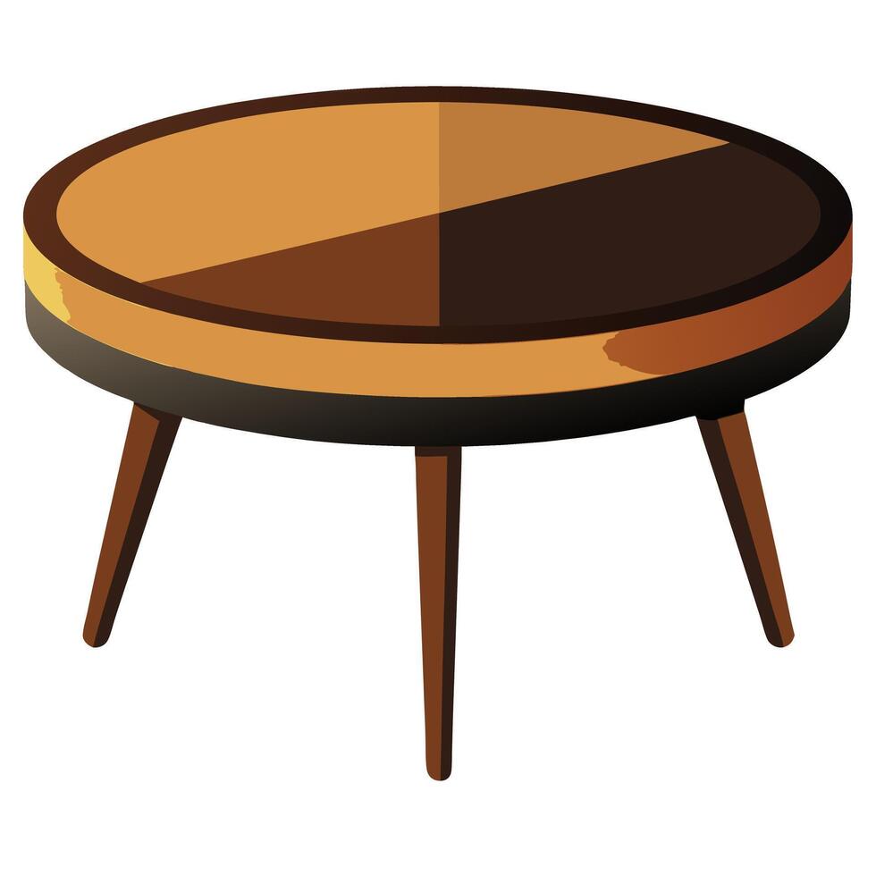 A round coffee table with wooden legs vector