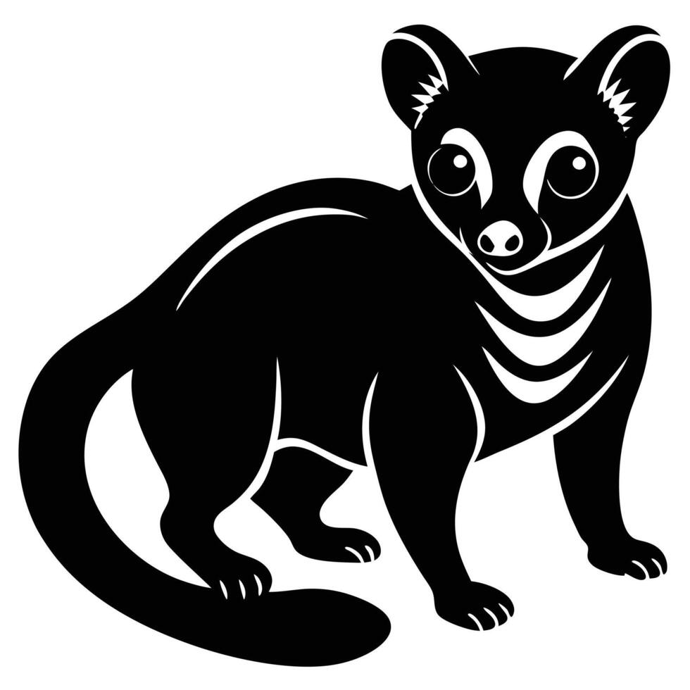 A black and white illustration of a lemur vector