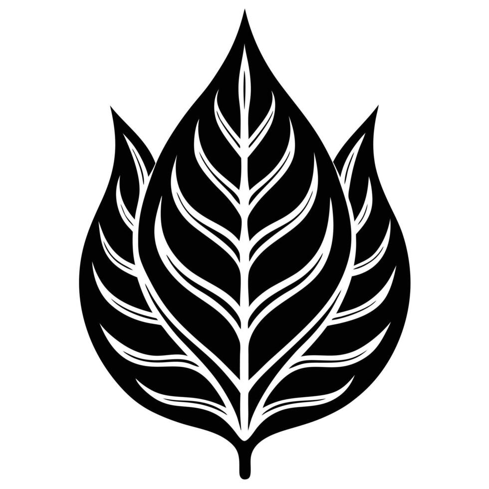 A black and white leaf icon vector