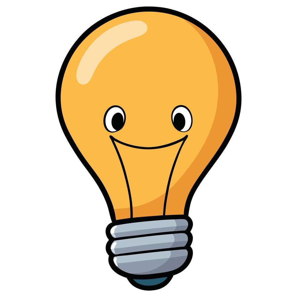 A cartoon light bulb with a smile on it vector