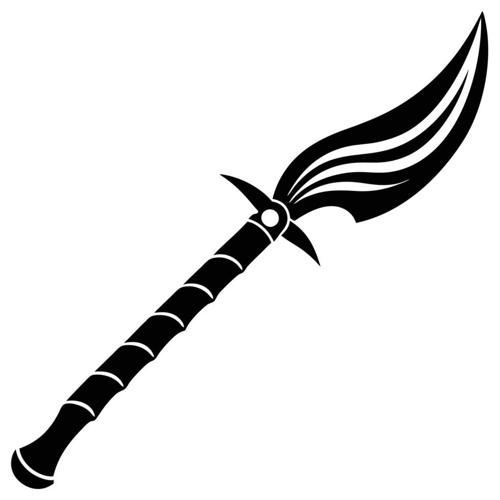 A black and white illustration of a sword vector