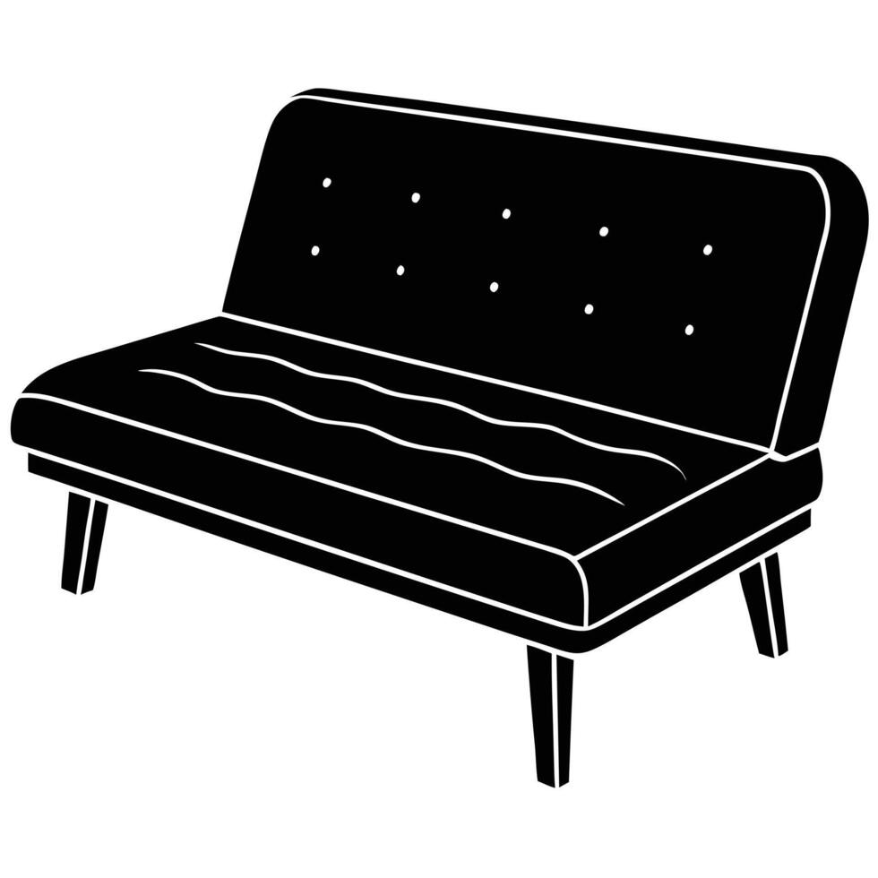A black and white illustration of a couch vector
