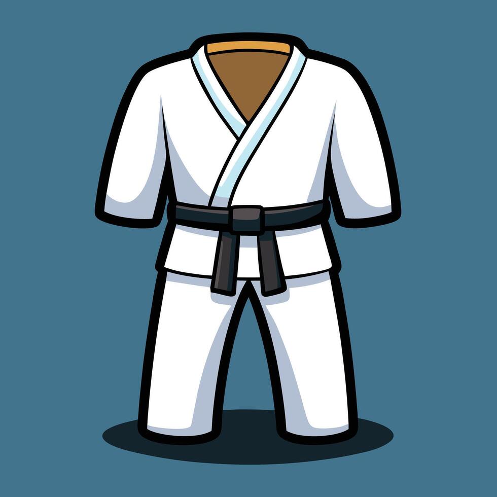 A cartoon karate suit with a black belt vector