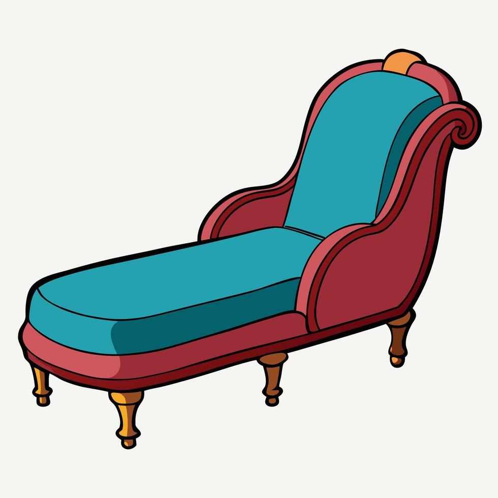 A cartoon chaise lounge with a blue cushion vector