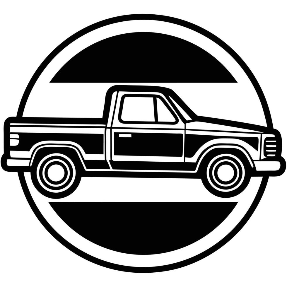 A black and white truck in a circle vector