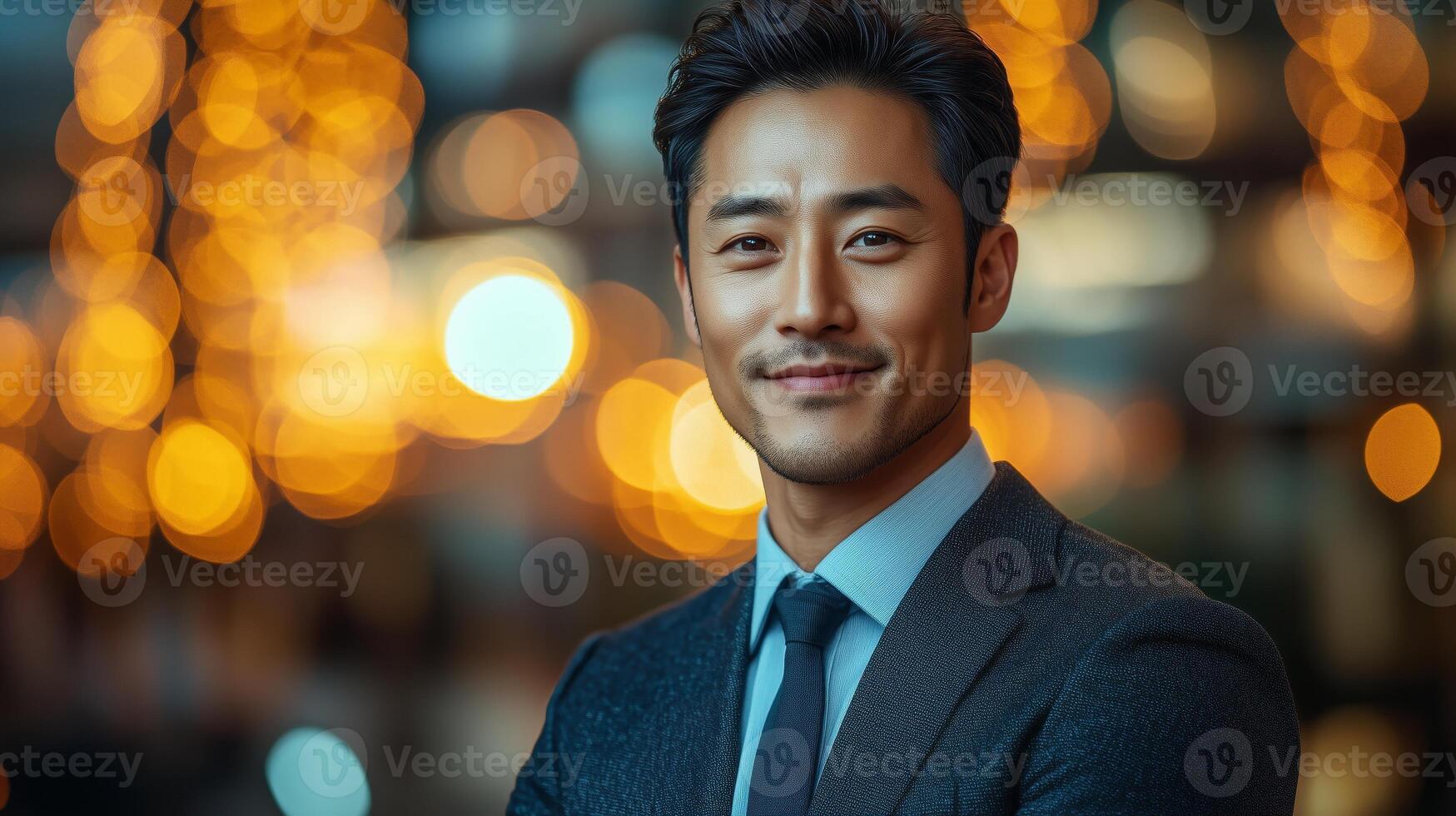 A man in a suit and tie smiling photo