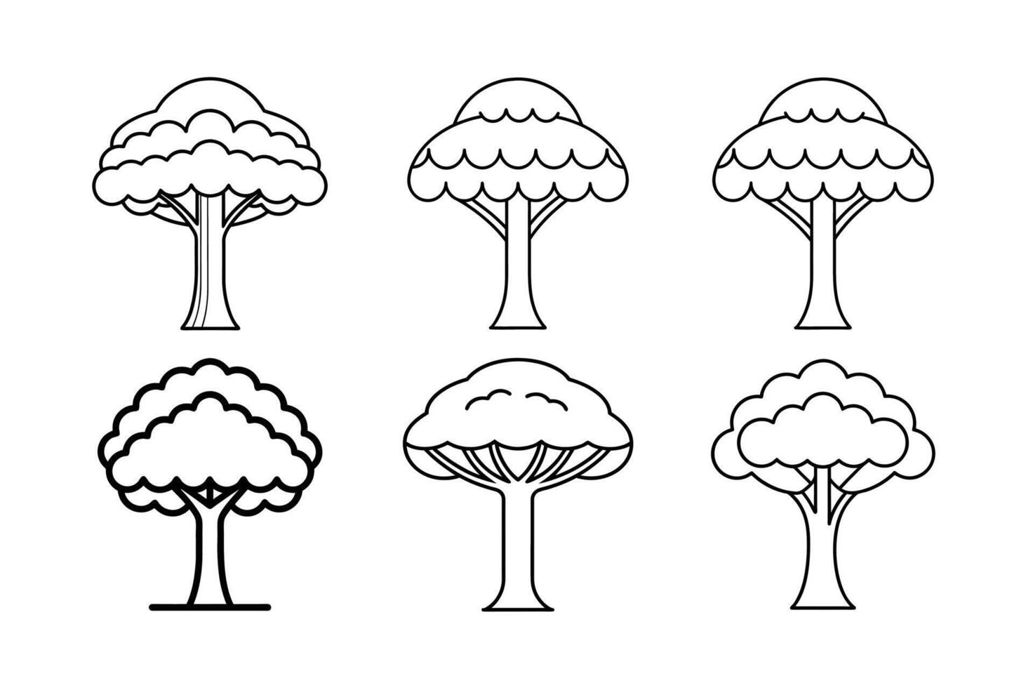 6 Tree Icon on White Background Minimalist Nature Symbol vector