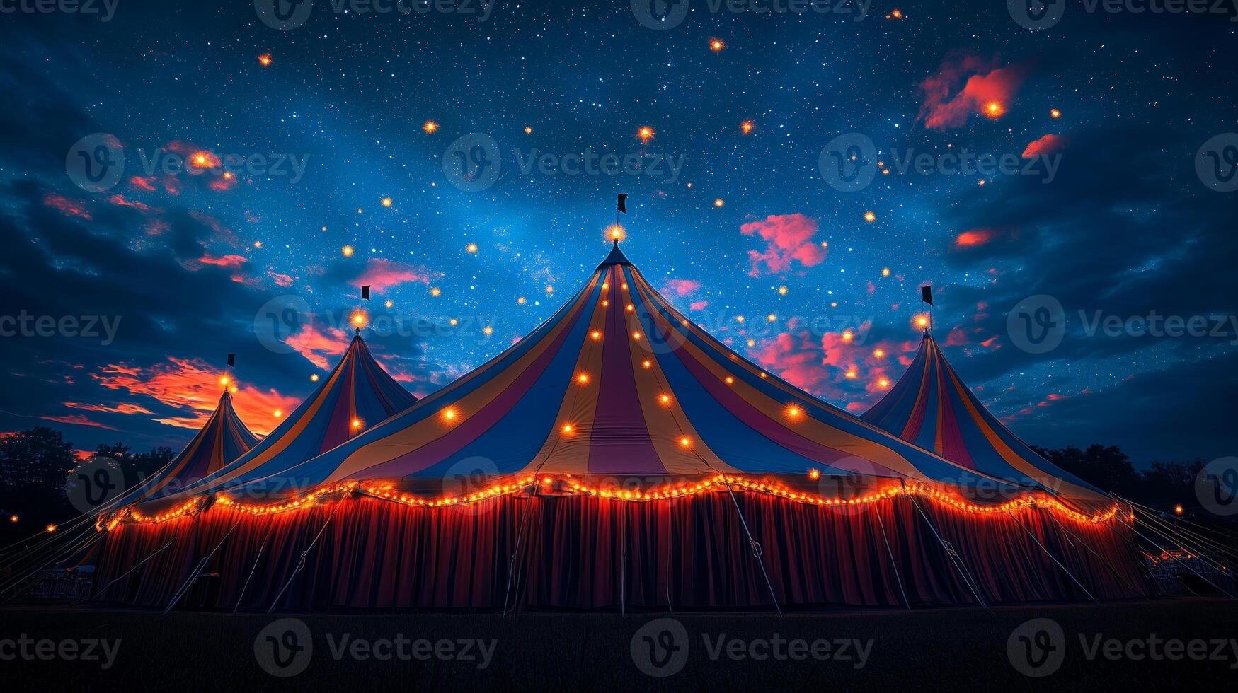 big top festival tent under starry night sky, festival photo