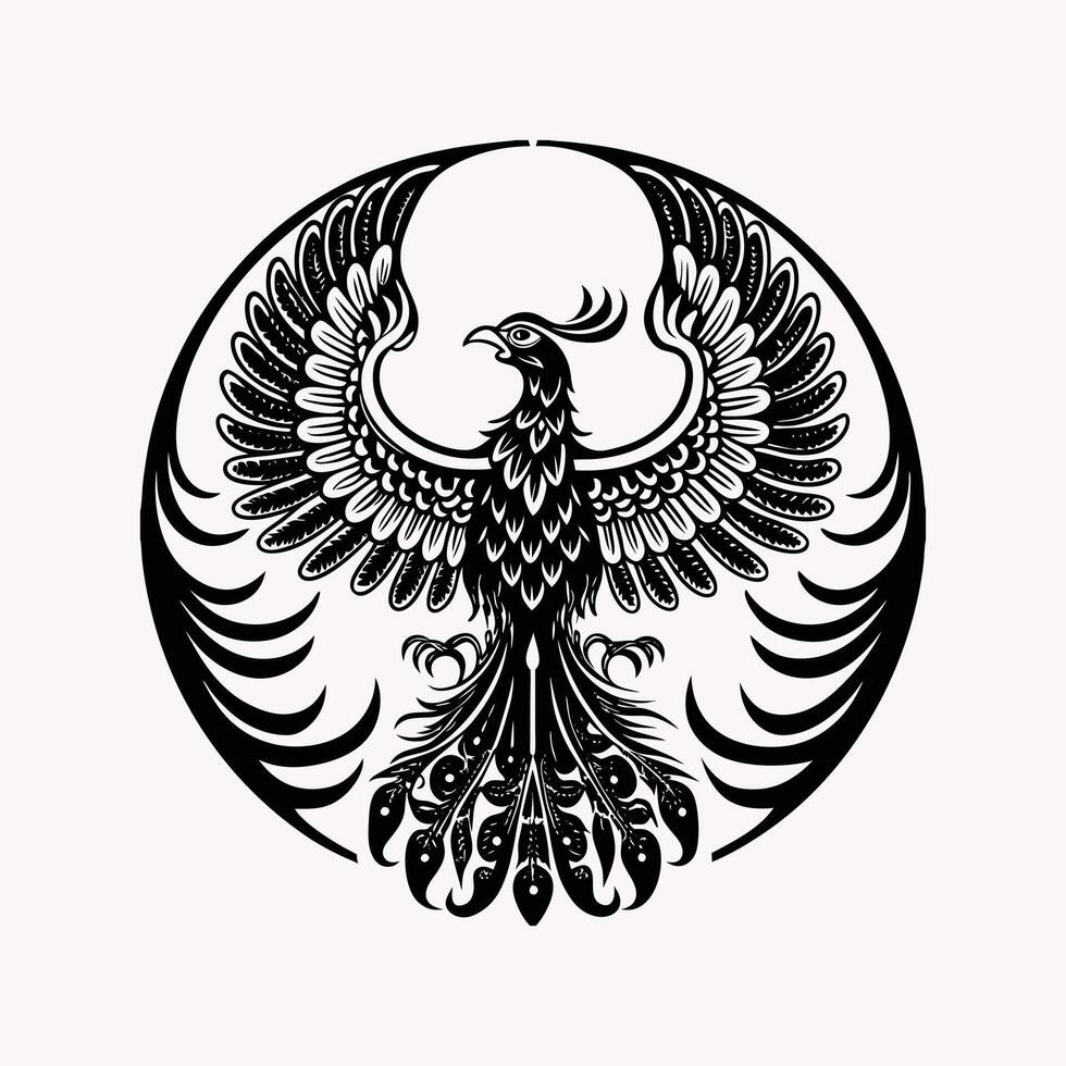 Phoenix on White Background Mythical Firebird Design vector