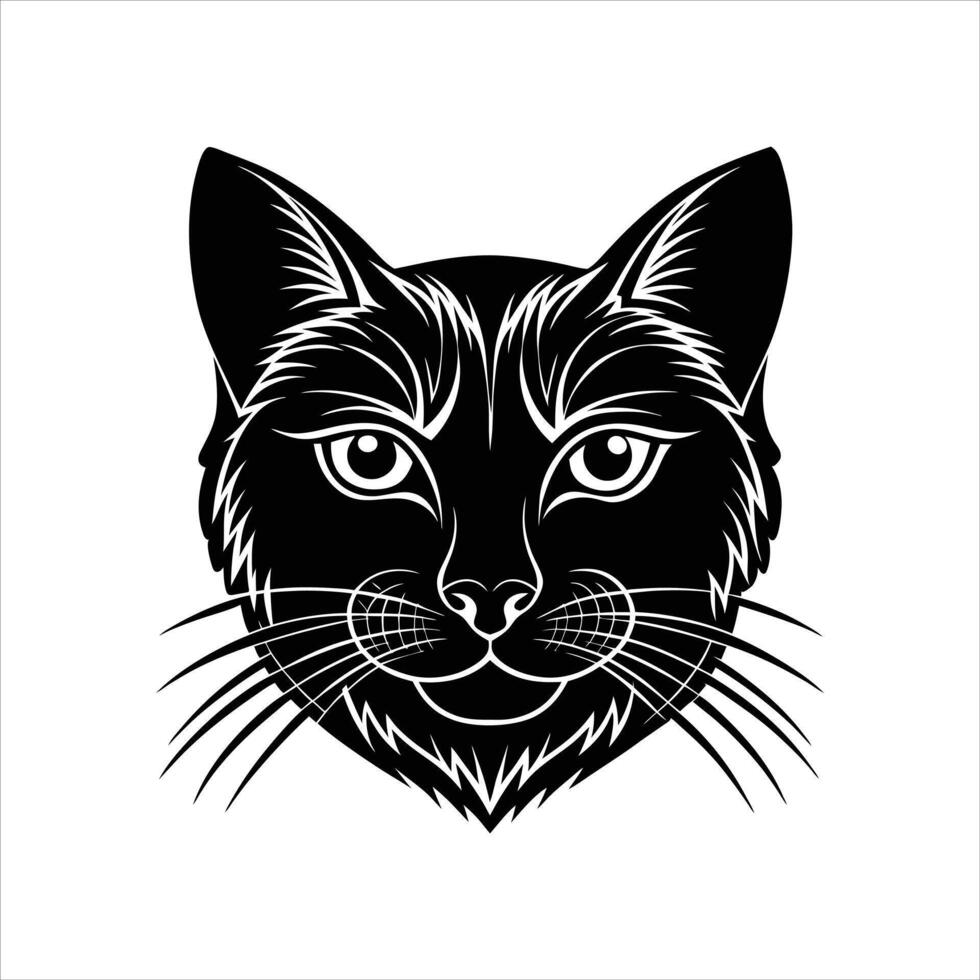 Cat Head on White Background Cute and Realistic Feline Design vector