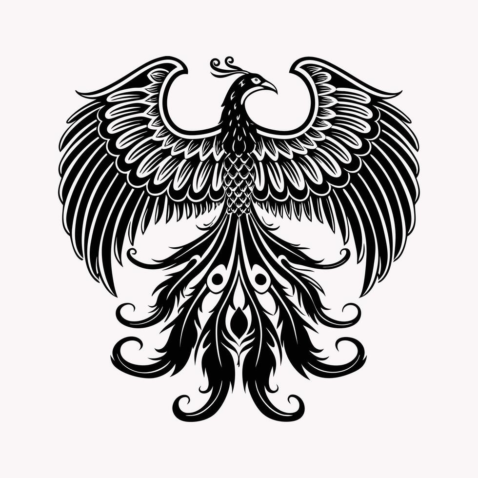 Majestic Phoenix on White Background Mythical Firebird Design vector