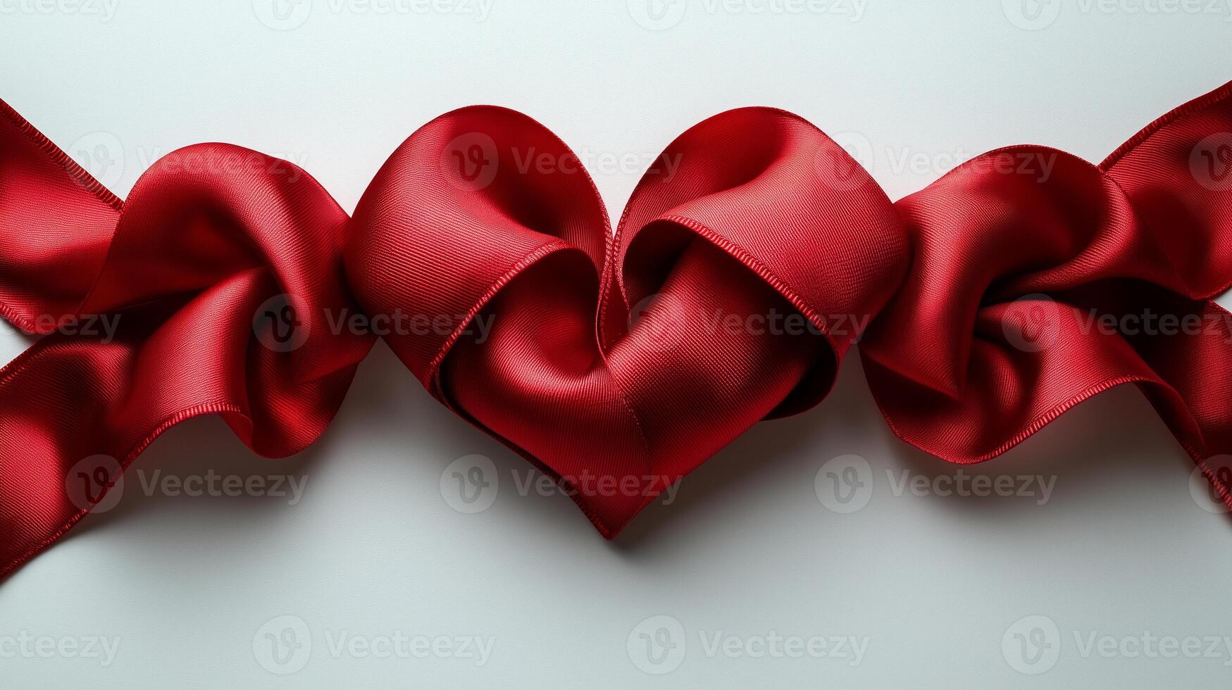 A red heart shaped bow with a red ribbon photo