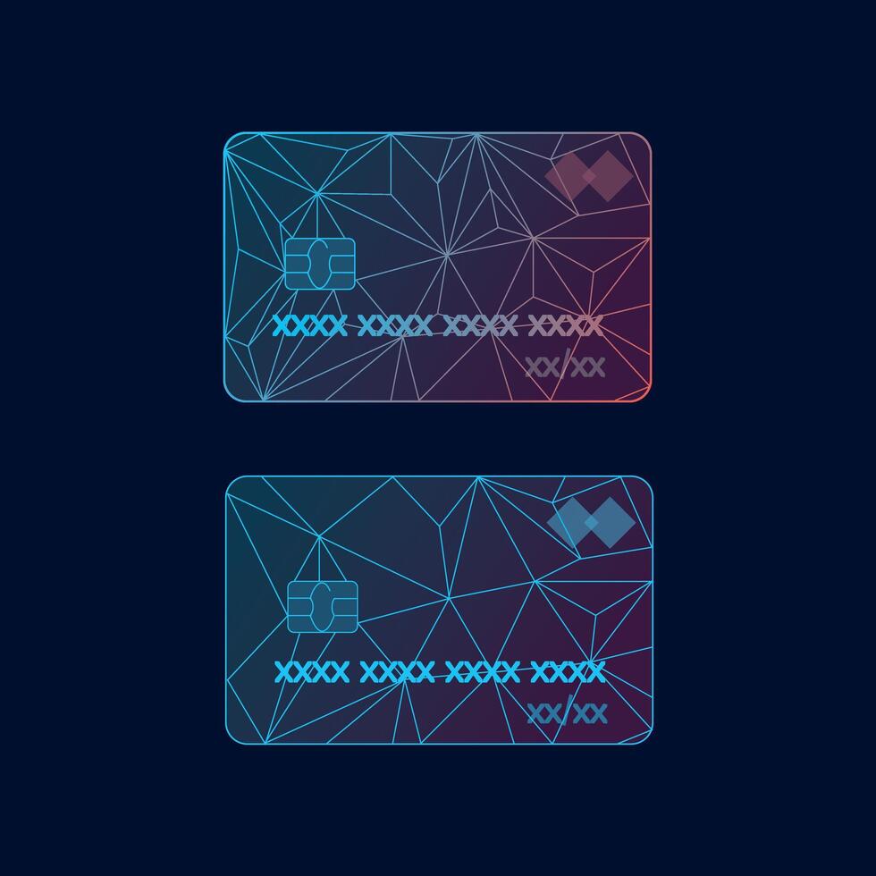 Futuristic Credit Card Design. Digital Payment Card with Abstract Cybersecurity Network vector