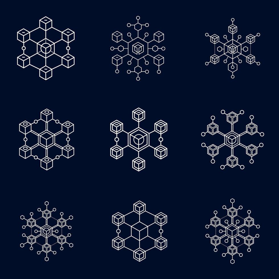 blockchain red patrones. digital web de conectado nodos vector