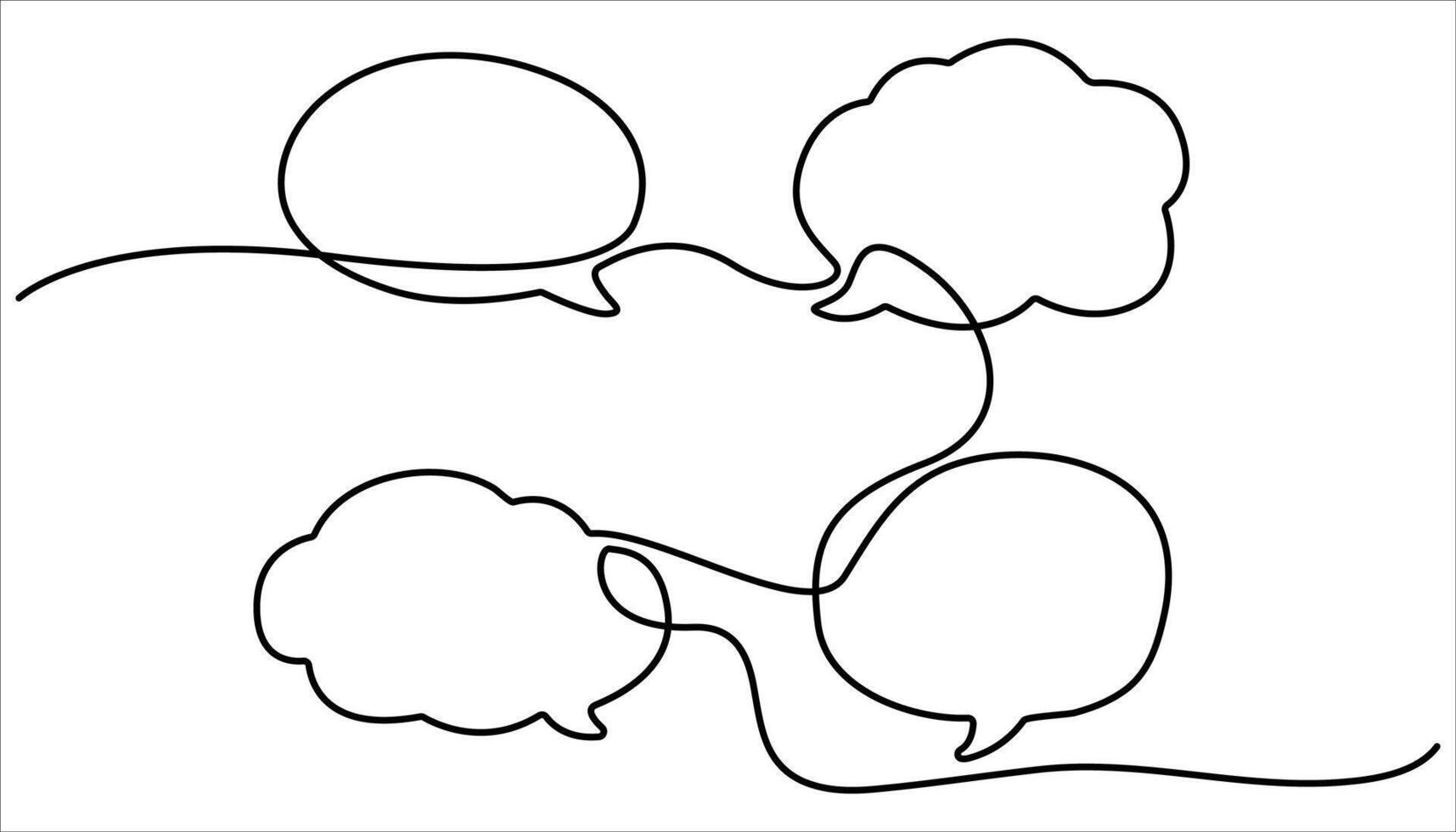 Speech bubble shape continuous one line drawing. Talk text box, feedback message box and comment , Speech Bubble Single Line Icon. Two speech bubble line art. vector