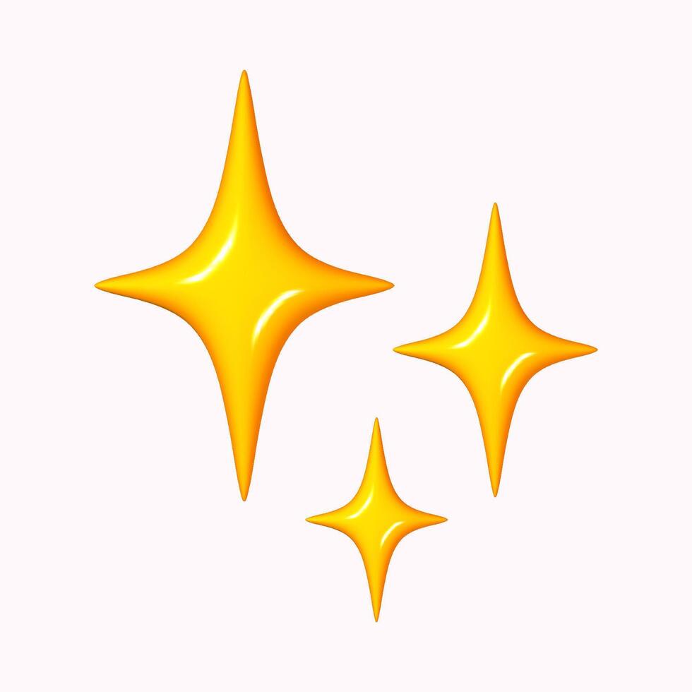 Yellow star icon 3D cartoon style, isolated on a white background vector