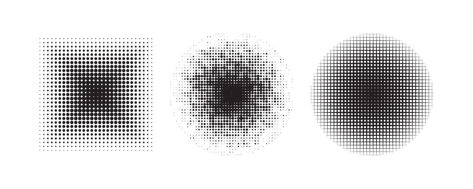 Abstract halftone effect square graphic design element. Monochrome dots semitone element. vector