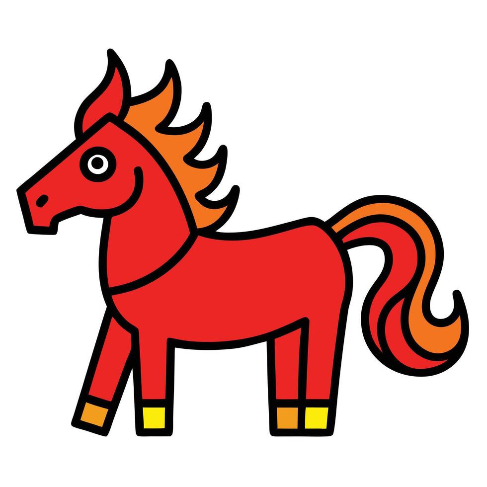 A Fiery Red Horse with a Flamboyant Mane and Tail vector
