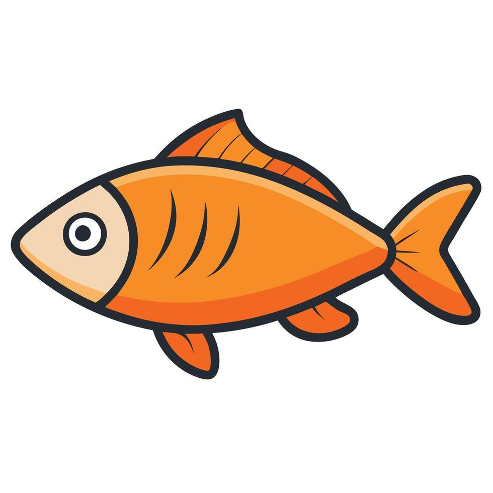 A Cute Cartoon Illustration of an Orange Fish Swimming vector