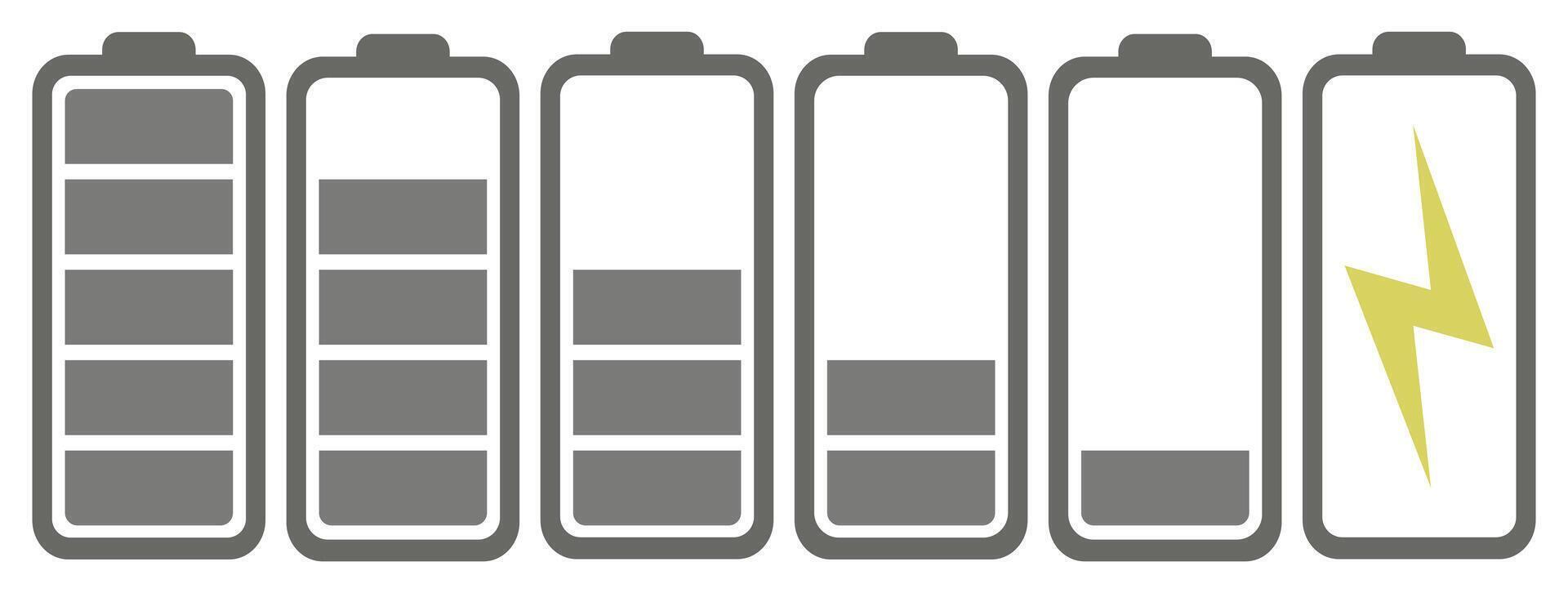 Battery charges in black. Battery charge indicator icons, graphics. vector