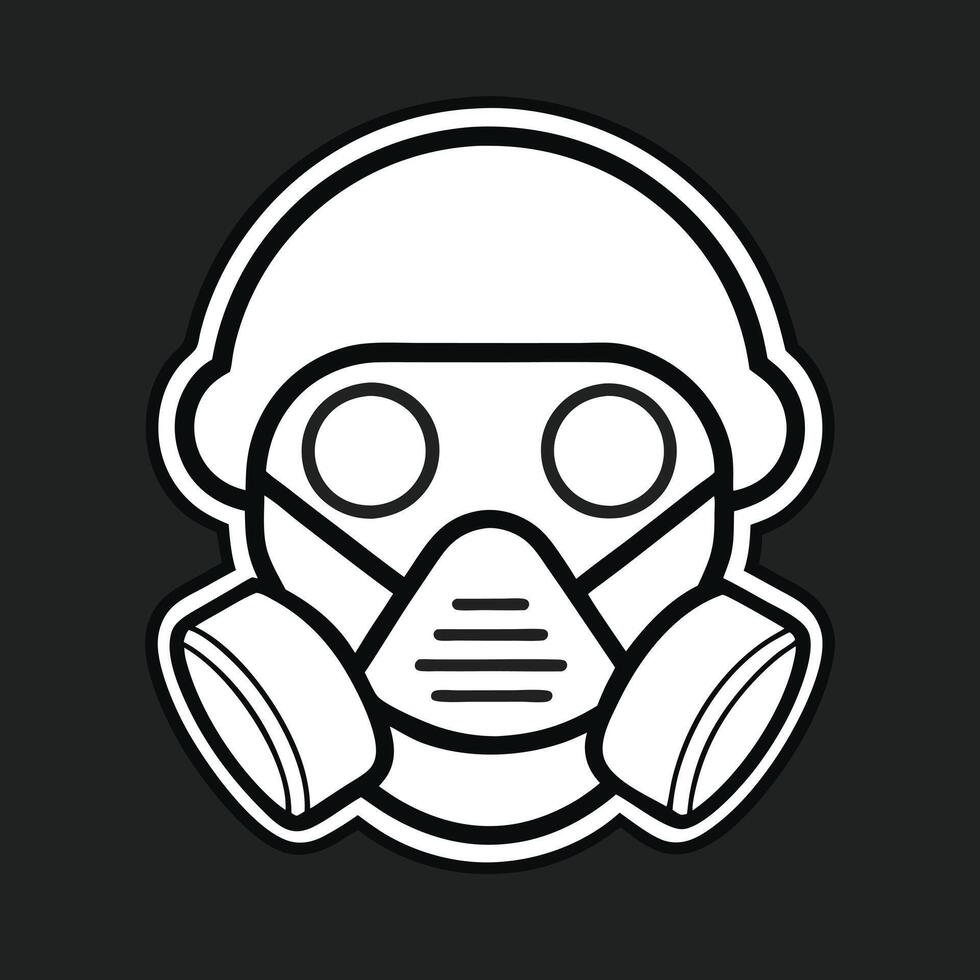 A stylized illustration of a gas mask with a helmet a minimalist design perfect for safety logos and industrial themes vector