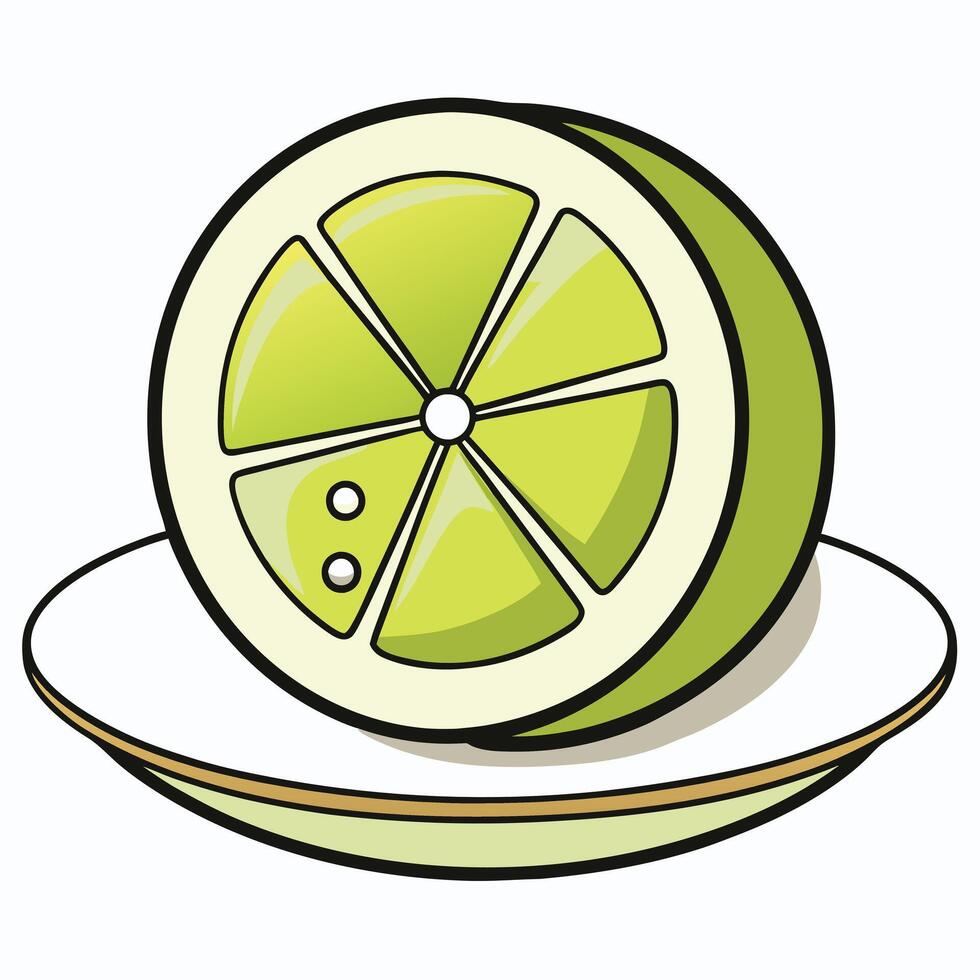 A perfectly sliced lime rests on a small white plate a vibrant citrus fruit vector