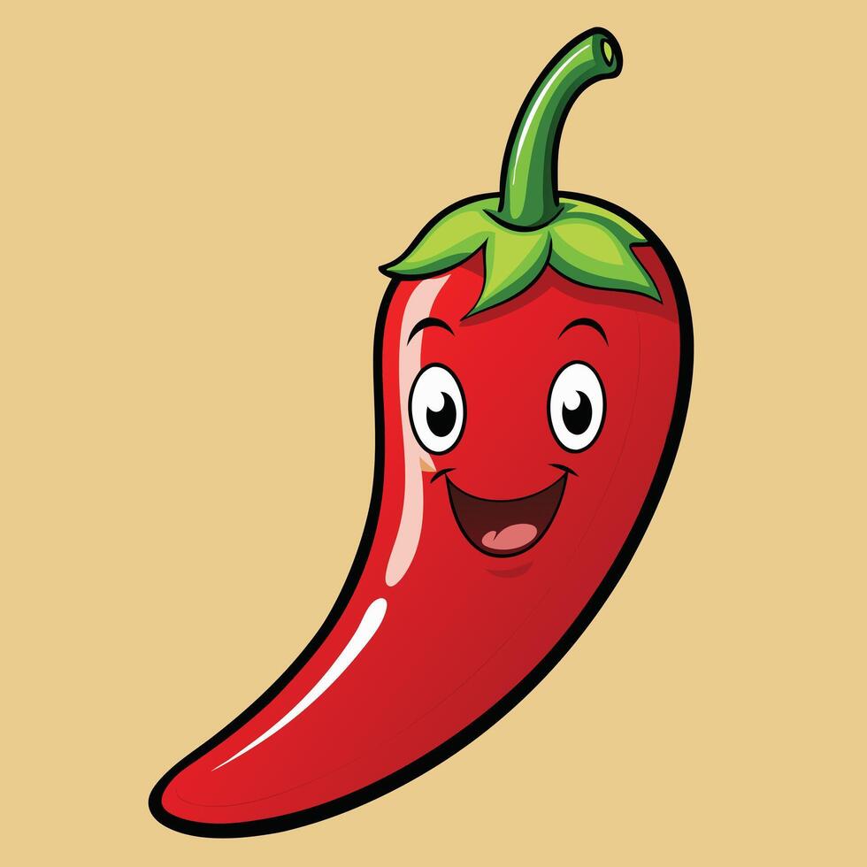A Happy Cartoon Chili Pepper Illustration Spicy Red Vegetable Character Design vector