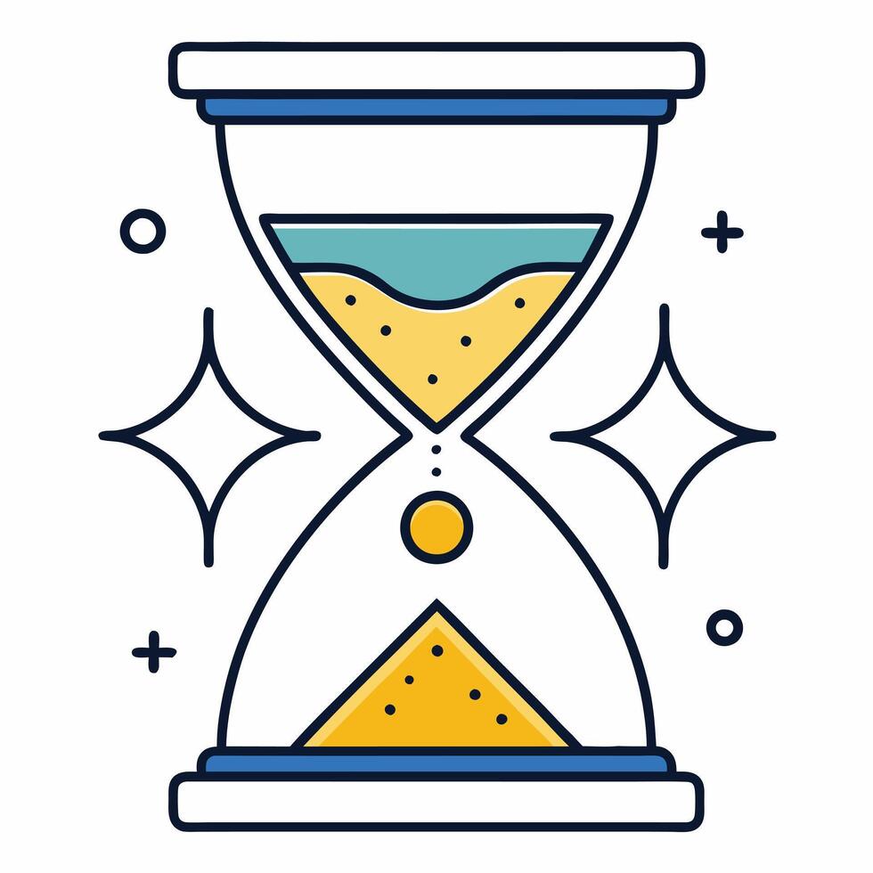 A Sparkling Hourglass Showing the Passage of Time with Golden Sand vector