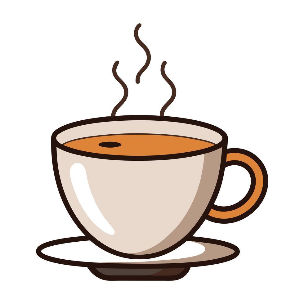 Aromatic Cup of Steaming Hot Coffee or Tea on a Saucer vector