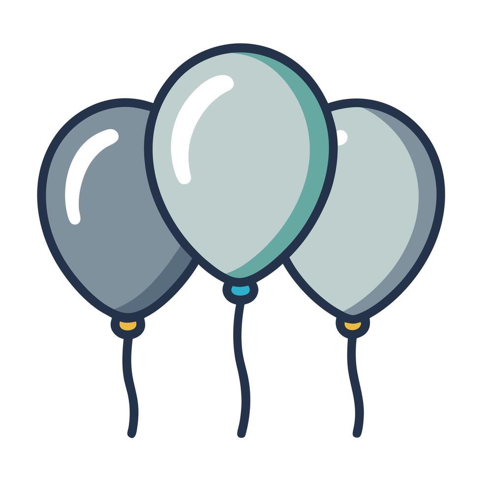 Three Gray and Teal Balloons Floating Together Celebration Party Decoration vector