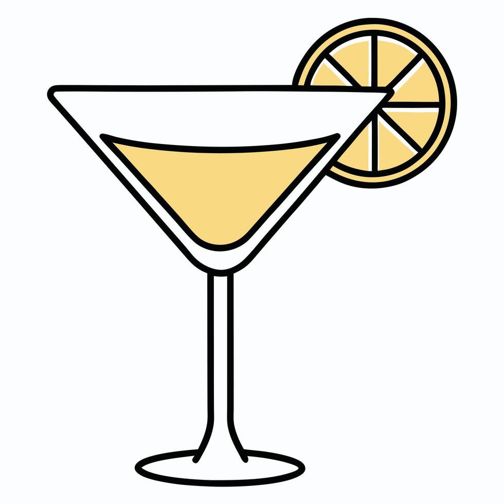 A refreshing yellow cocktail in a martini glass garnished with a lemon wedge vector